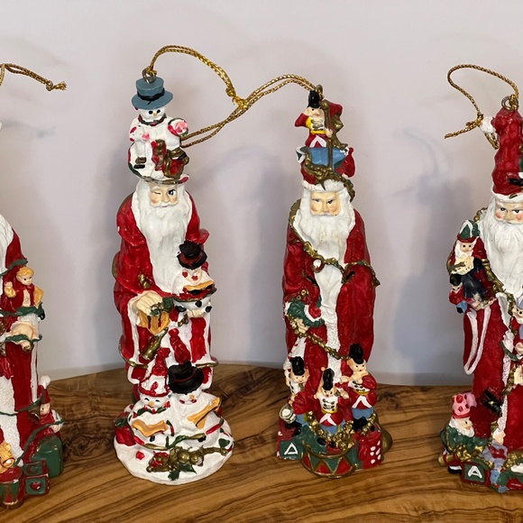 4 Skinny Tall Pencil Resin Santa Claus Icicle Ornaments Christmas Handpainted - Picture 2 of 10